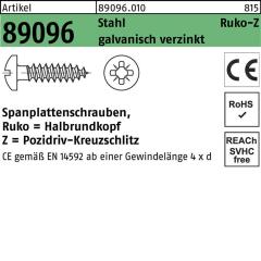 Spanplattenschrauben CE 4 x 20, PZ2, Halbrundkopf, Stahl galvanisch verzinkt - 1000 Stück