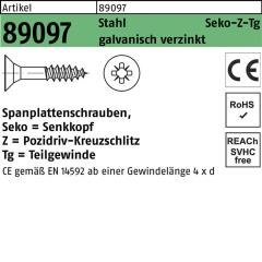 Spanplattenschrauben CE 4 x 35/21, PZ2, Senkkopf, Stahl, galvanisch verzinkt - 1000 Stück