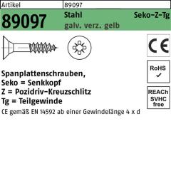 Spanplattenschrauben CE 4 x 40/24, PZ2, Senkkopf, Stahl, galvanisch verzinkt gelb - 1000 Stück