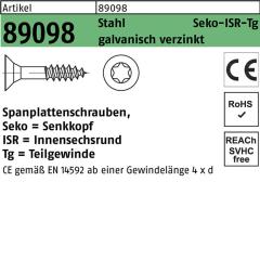 Spanplattenschrauben CE 4 x 40/24, T20, Senkkopf, Stahl galvanisch verzinkt - 1000 Stück