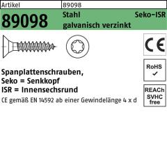 Spanplattenschrauben CE 3 x 16, T10, Senkkopf, Stahl galvanisch verzinkt - 1000 Stück