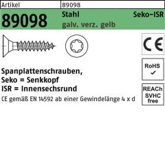 Spanplattenschrauben CE 3 x 13, T10, Senkkopf, Stahl, galvanisch verzinkt gelb - 1000 Stück